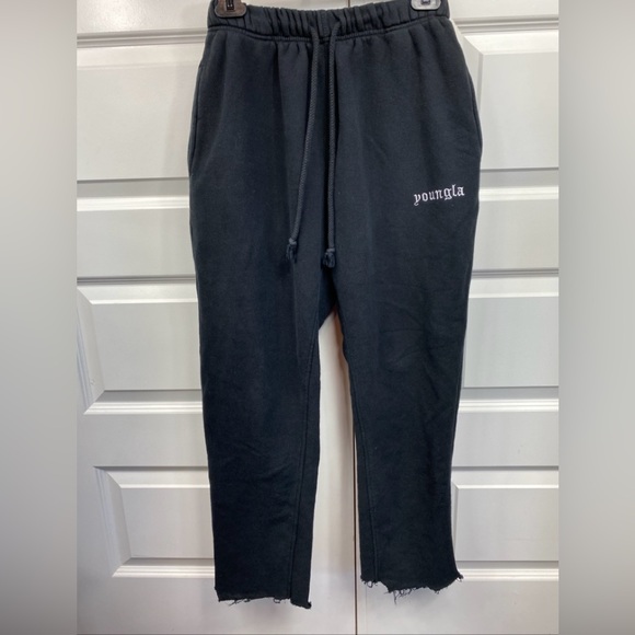 YoungLA Pants - YoungLA Sweatpants Fleece Drawstring Pockets Small Black Bottoms Have Been Cut
